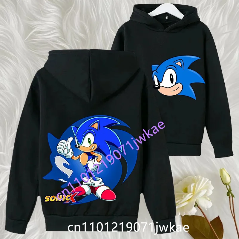 

New Sonics Hoodies for Children Anime Cartoon Figures Printed Kawaii Sweatshirt Boys Girls Autumn Fashion Top Kids Clothes Gifts