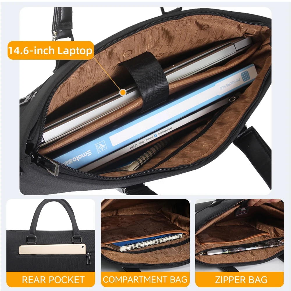 Sac porte-documents de grande capacité pour hommes d'affaires, sac pour ordinateur portable de 14 pouces, sacs à main en toile initiés, sacs de bureau pour hommes, tissu Oxford