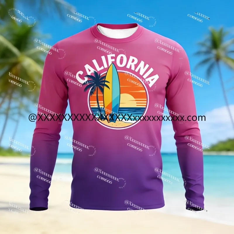 

Original New Hawaiian Surfing Series Mountain Motorcycle Men's Long Sleeved T-shirt Outdoor Sportswear Riding Top
