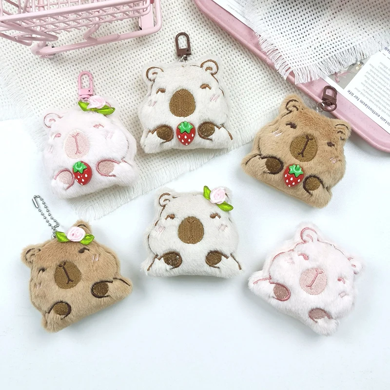 LLavero de felpa de dibujos animados Capybara, llavero de muñeca Capybara, llavero de coche, mochila, colgante, decoración, regalos para niños, accesorios