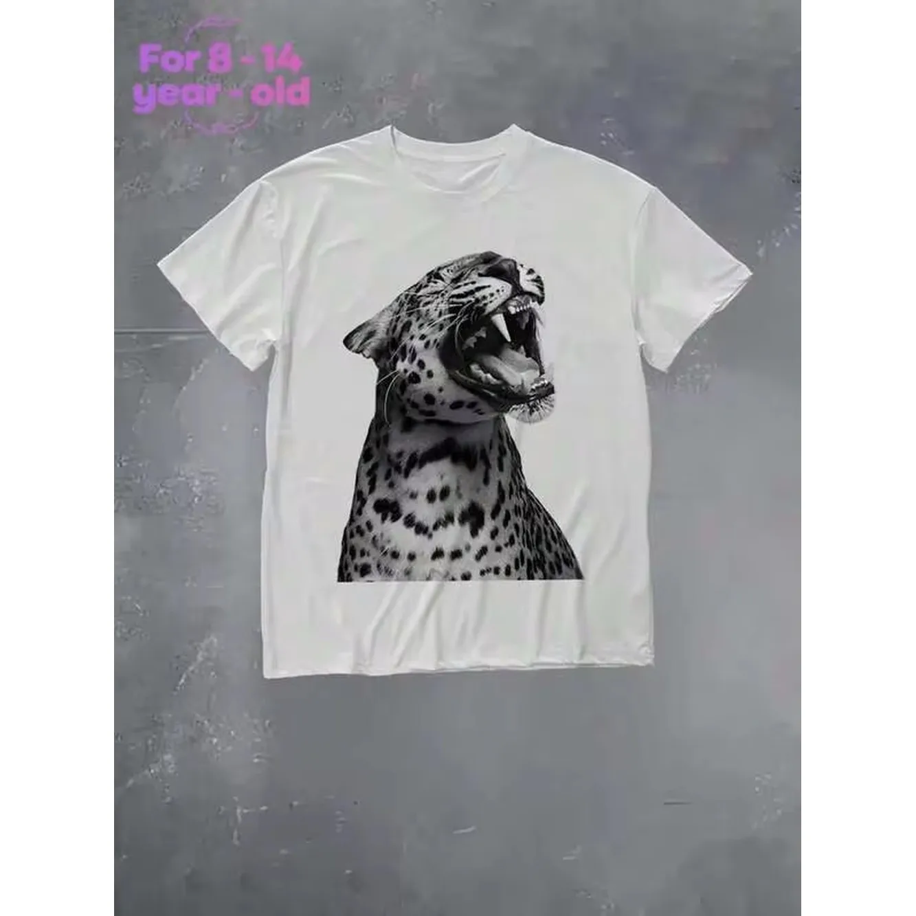 Teen Girl Clothes, Graphic Tees, With Roaring Leopard Pattern, Short Sleeved T - Shirt For Teenagers, Printed T - Shirt, Breathable Fabric, Y2k Style.