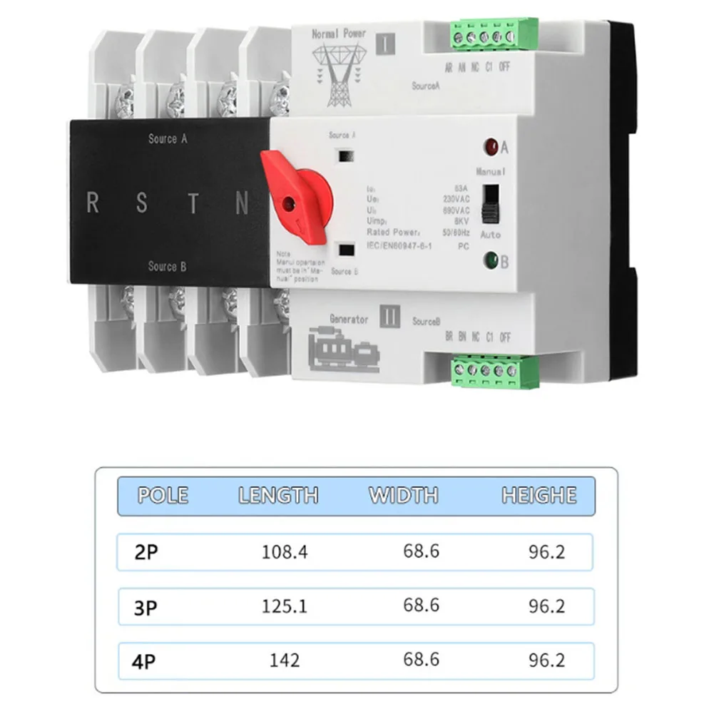 230V AC Auto Transfer Switch PC Isolation Type Conversion Time About 30ms Millisecond-level Switching For Home Backup