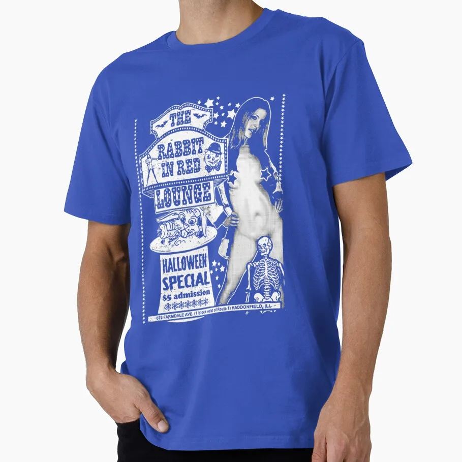 The Rabbit In Red Lounge 80s horror movie Elvira Gift t shirt 100% cotton print Graphic Clothes All size S-6XL tops