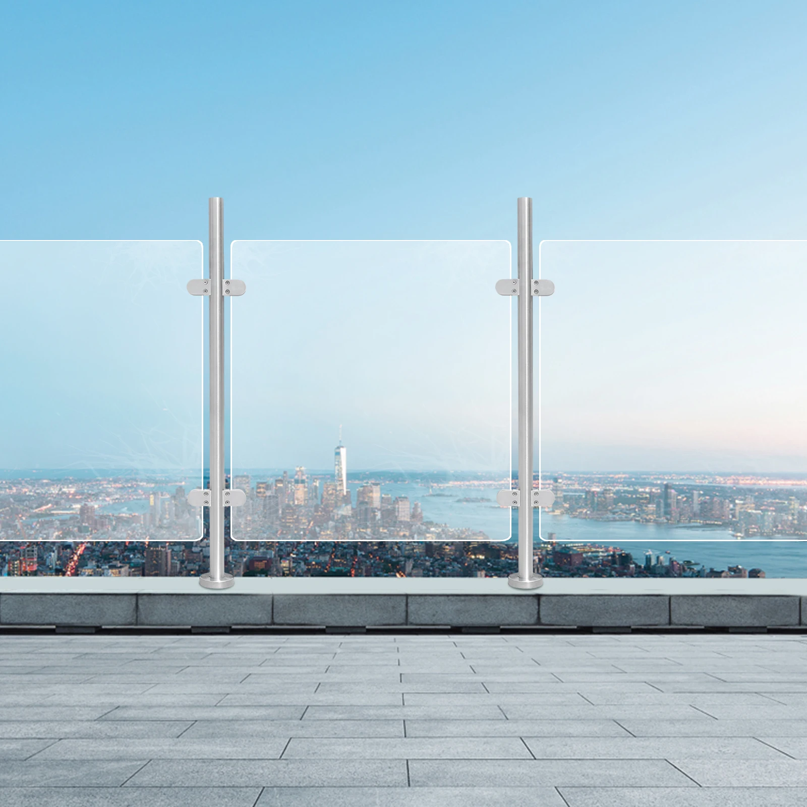 316 Stainless Steel Railing Balustrade Fence Pole Handrail 110cm/43.3in Glass Railing Post for Garden beach