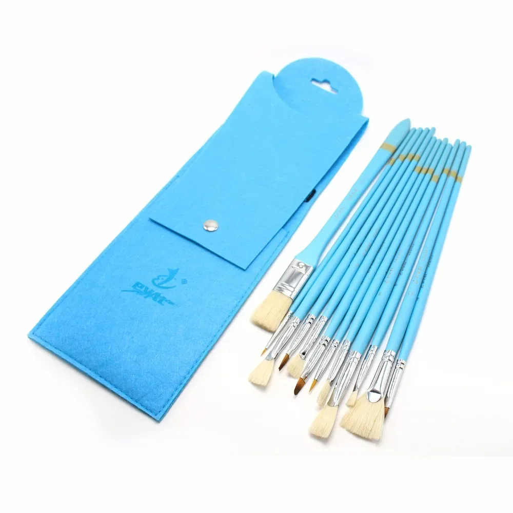 12 pcs high quality Nylon Paint Brush Fresh blue Watercolor Paintbrush Pen Oil Painting Bristle Brush Artist's Paint Brush Set