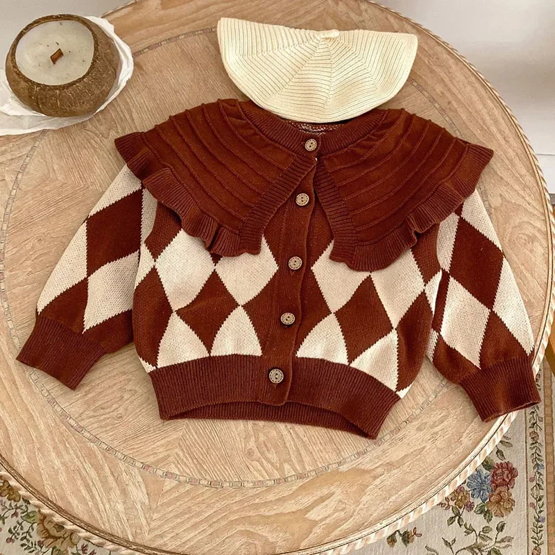 2024 New Autumn Toddler Baby Girl Knitting Cardigan Long Sleeve Cardigan Coat Newborn Baby Girls Sweater Coat Children Clothes