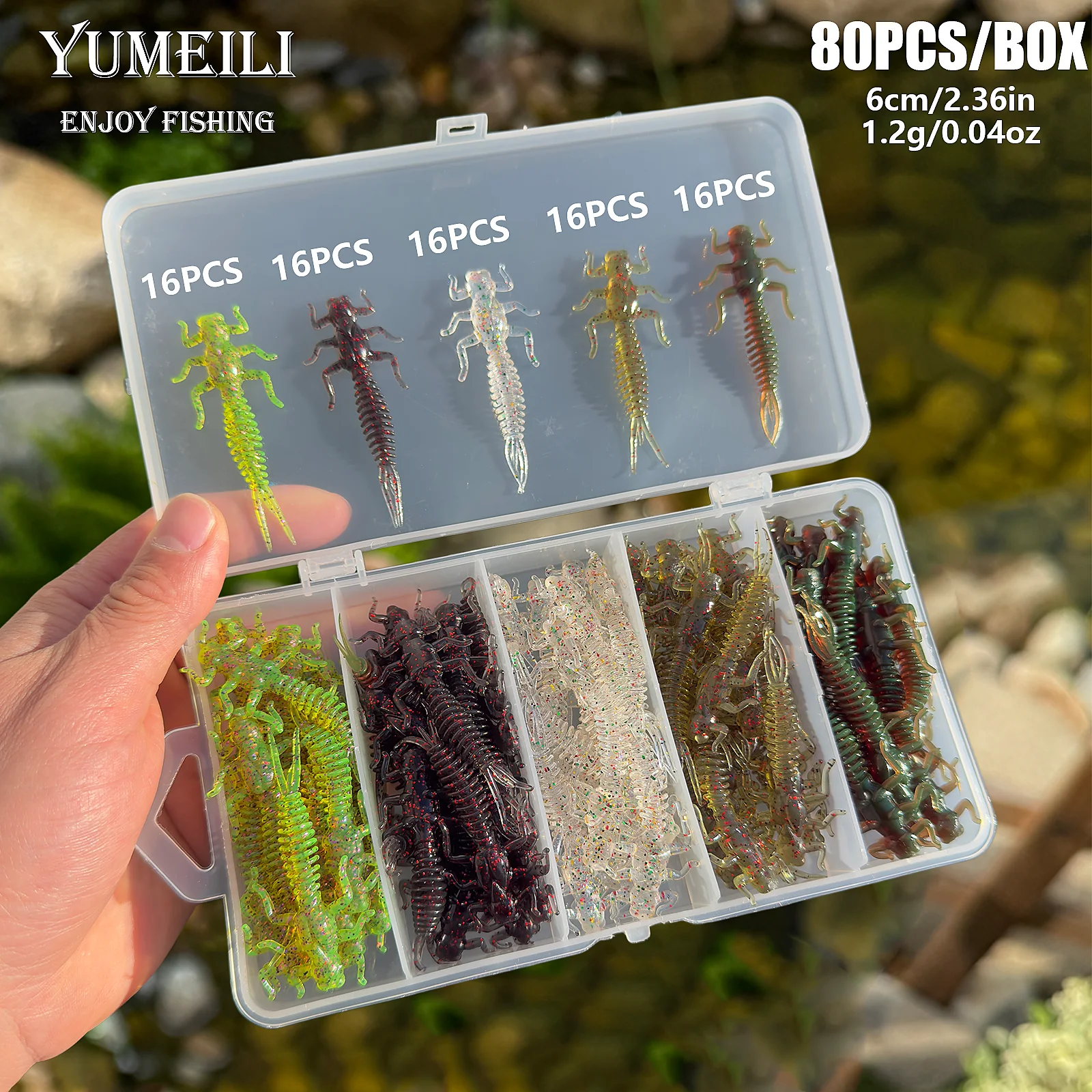YUMEILI Six-Legged Dragonfly Soft Bait, Made of TPE Soft Material, Featuring a Threaded Bait Body and a Forked Tail Design
