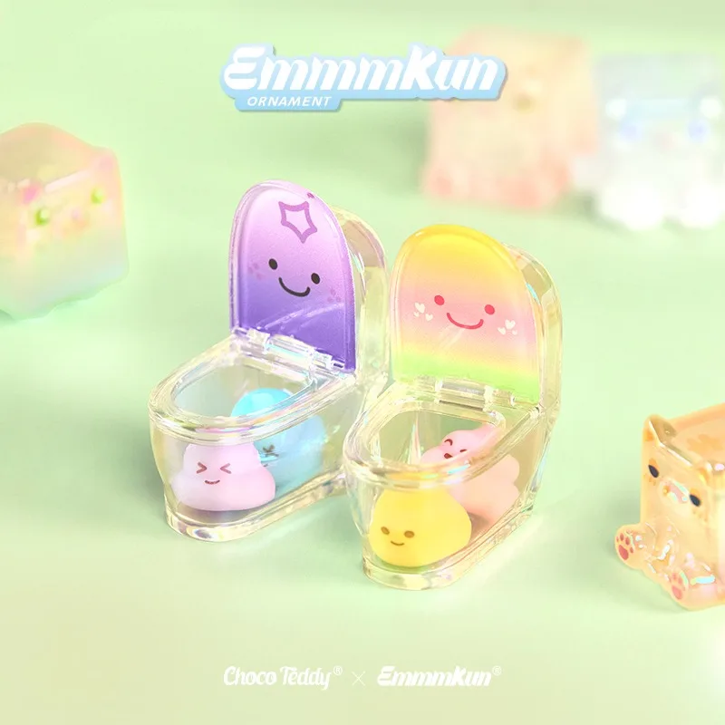 Mini emmmkun série de banheiro caixa cega emmm luminosa cocô figura ornamentos de mesa brinquedos colecionáveis presente aniversário do miúdo