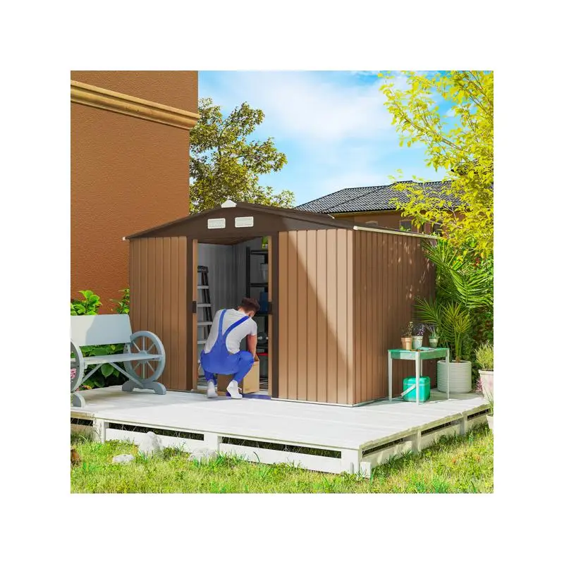Casa de ferramentas para armazenamento de jardim ao ar livre com design espaçoso para equipamentos de gramado e jardim, construção durável para todos os climas
