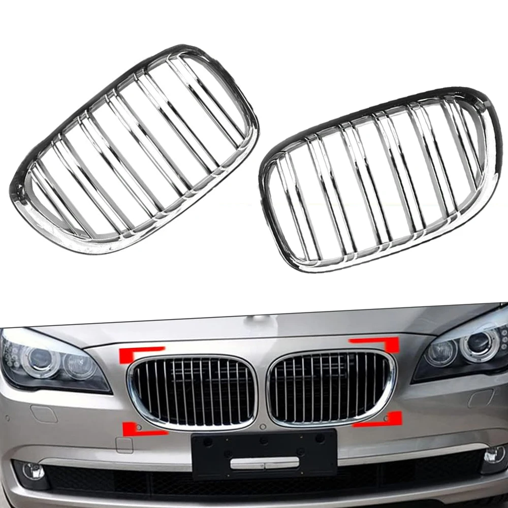 

Front Kidney Grill Chrome/Gloss Black Double Slat for BMW F01 F02 F03 F04 740i 750li 760li 2009 2010 2011 2012 2013 2014 2015