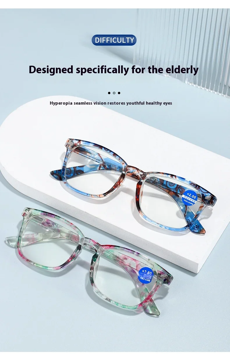 Hochauflösende Anti-Blau-Lesebrille, modische ultraleichte Presbyopie-Brille für Damen + 100 + 150 + 200 + 250 + 300 + 350 + 400 – Detail 3