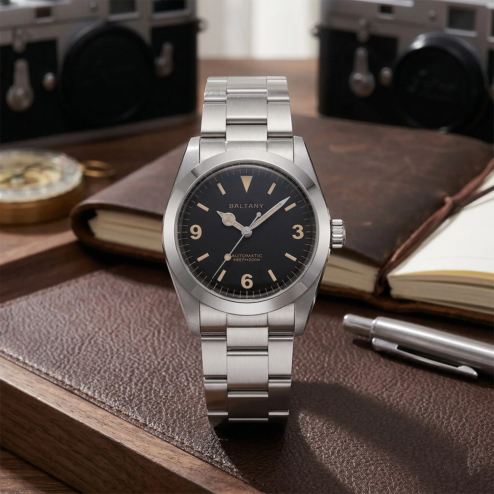 Baltany S4066 Vintage 1963 Explorer Automatic Sports Watch 36mm Classic Explorer Glowing 200M Waterproof Driving Outdoors Dress