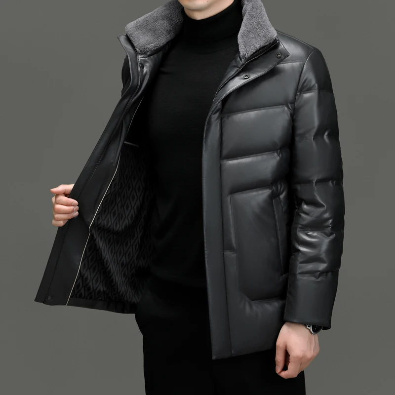 Classic 2025 Winter Men's Casual Duck Down Jackets Fur Collar Detachable Warm Puffer Coats Outwear Windproof Thick Padded Parkas