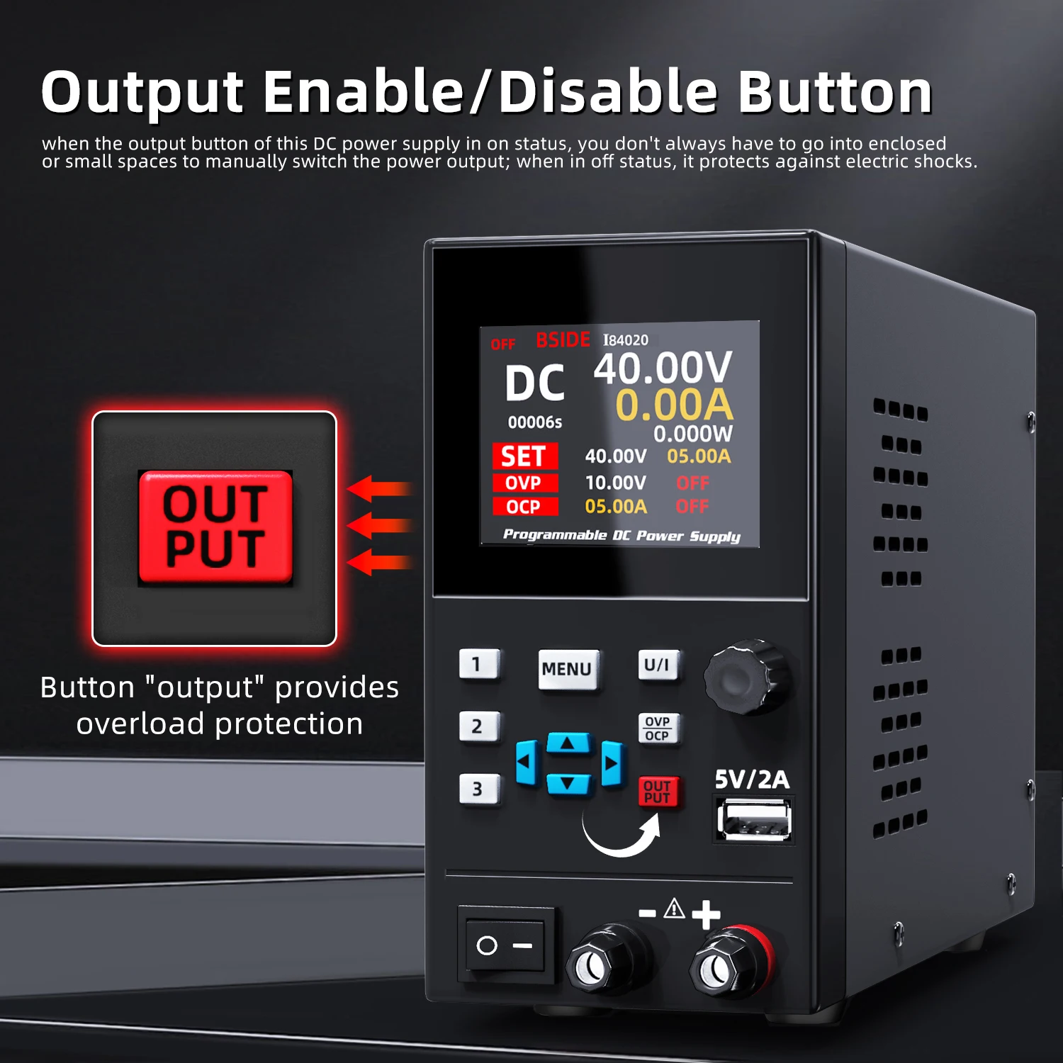 BSIDE I8 40V 20A DC Power Supply Variable, Programmable with Encoder Knob, Adjustable Switching Regulated Bench Power Supply