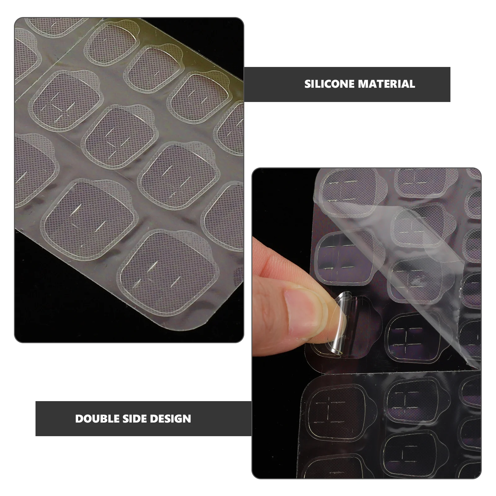 50 Sheets Gel Double Sided Tape Nail Jelly Glue Labels Nails Tabs Adhesive Sticker Silica for False