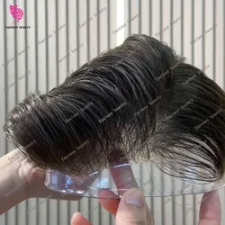 Attaccatura dei capelli naturale 80% densità 0.02mm pelle Super sottile Base invisibile parrucchino da uomo grigio maschio capelli umani sistema di protesi capillare