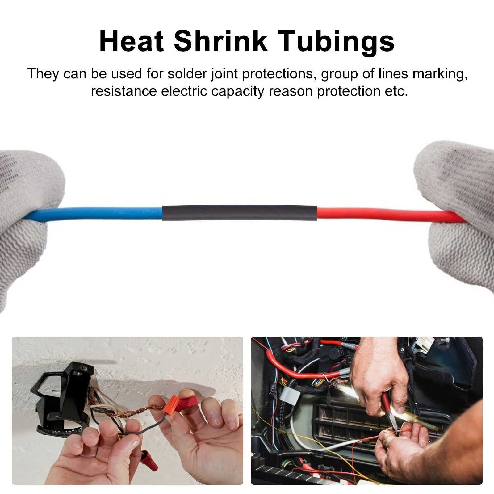 

70Pcs Heat Shrink Tubings Black Flame Retardant Halogen-Free Electrical Cable Sleeve Wire Wrap Tube Insulation