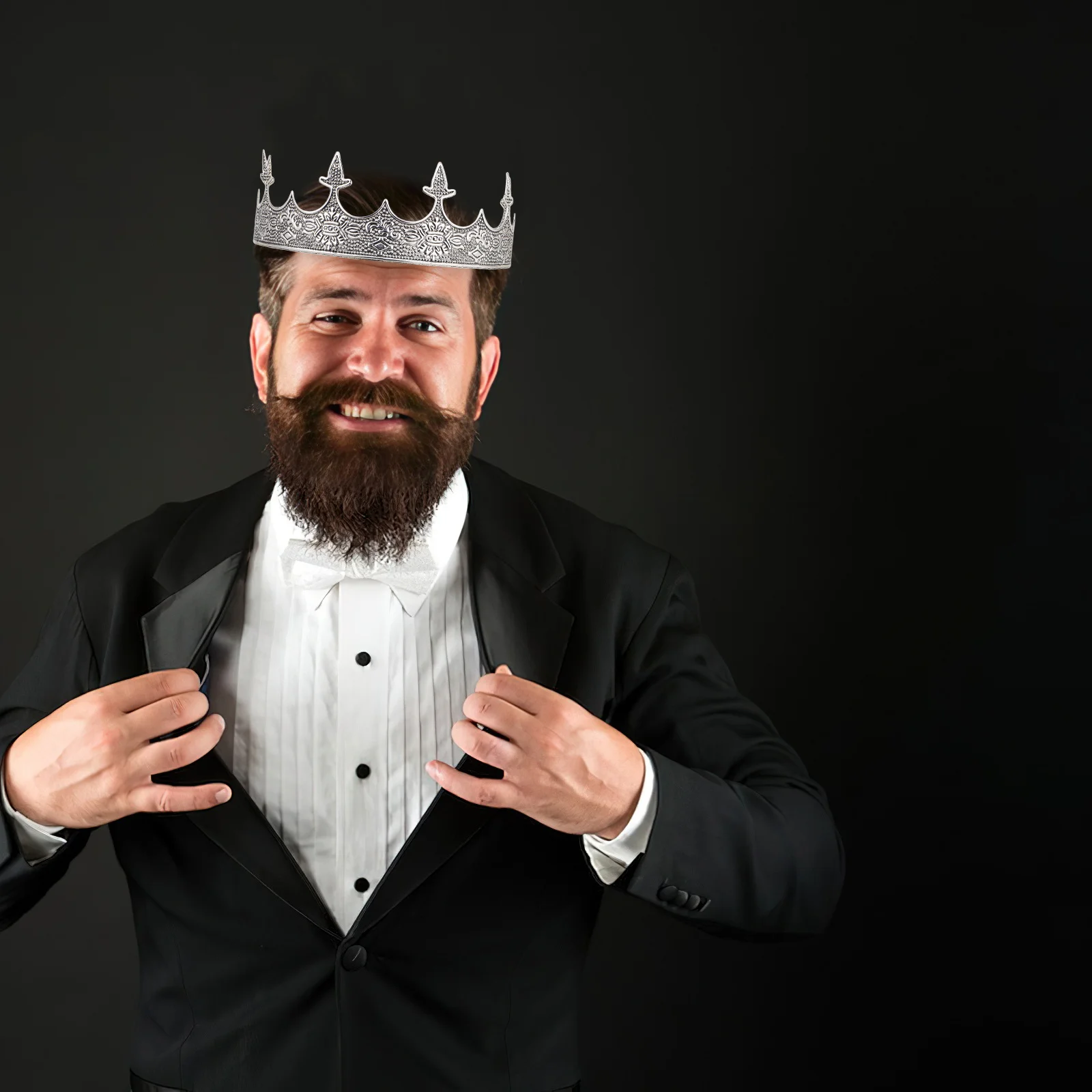 

Royal Full King Crown Metal Crown Vintage Design for Prom Birthday Party Costume Accessories Men Costume Hair Tiaras
