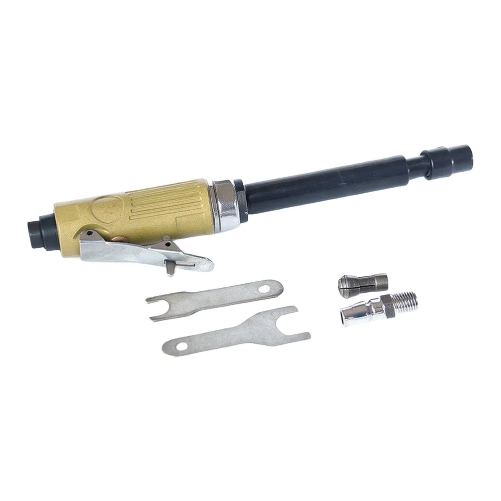 Air Powered Extended Shaft Sander and Polisher for Precision Work with Aluminum Alloy Build Gold Black Finish 28cm Total Length