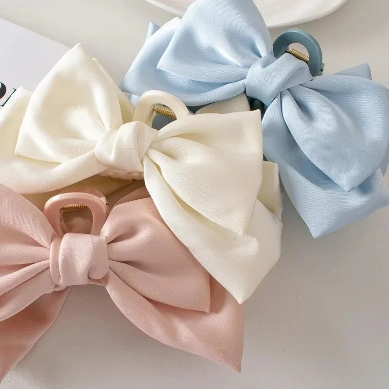 2024 Fashion Women Bow Hairpin Korean Version Of Solid Color Butterfly Satin Hair Clips Girls Hair Accessories Headwear