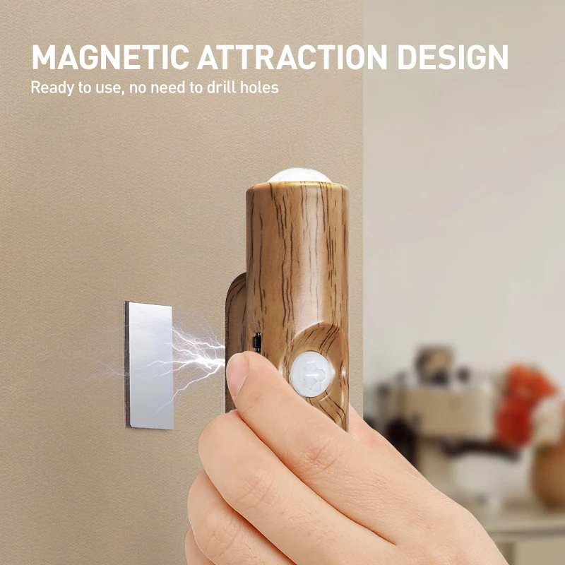 Double Head RGB LED Night Light with Motion Sensor Rechargeable Magnetic Wall Lamp for Cabinet Hallway Stair Mood Ambient Light