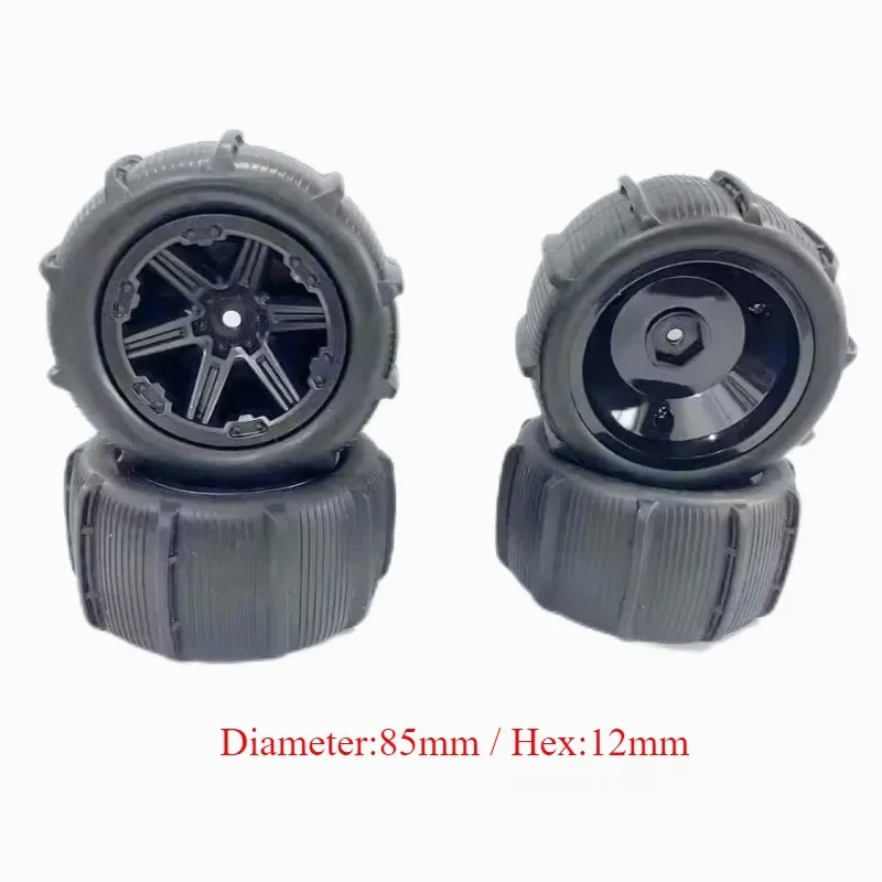 Pneus de roue de camion monstre hexagonaux de 12mm, 4 pièces, pour SCY 16101 Pro 1:16, pièces de mise à niveau de voiture RC hors route