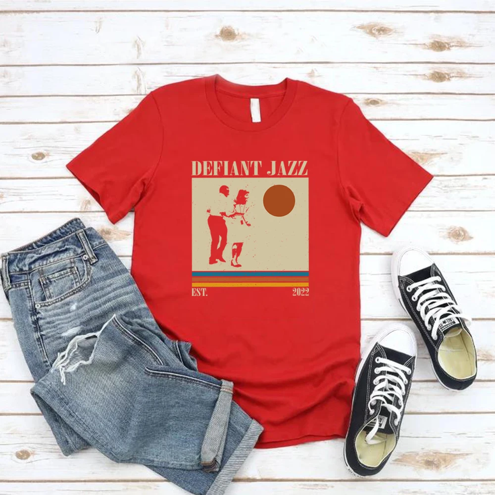 Defiant الجاز قميص قطع برنامج تلفزيوني تي شيرت 90s خمر المحملة للجنسين قصيرة الأكمام تي شيرت ريترو تي شيرت دافئ الخيال العلمي مروحة هدية
