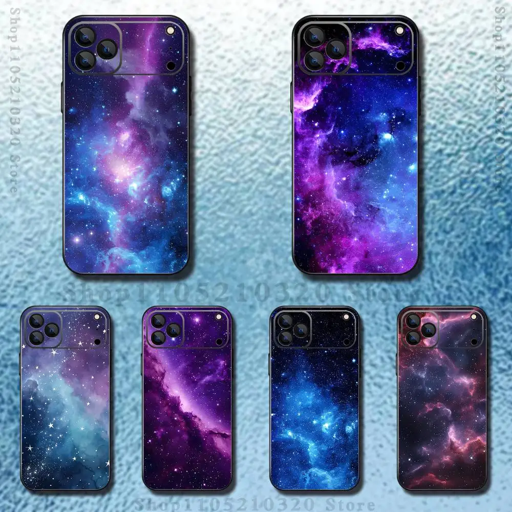 

Space For Galaxy Universe Phone Case For iPhone 17,16,15,14,13,12,11,Pro,Max,Plus,E,SE4,Air,Mini Black Soft Funda