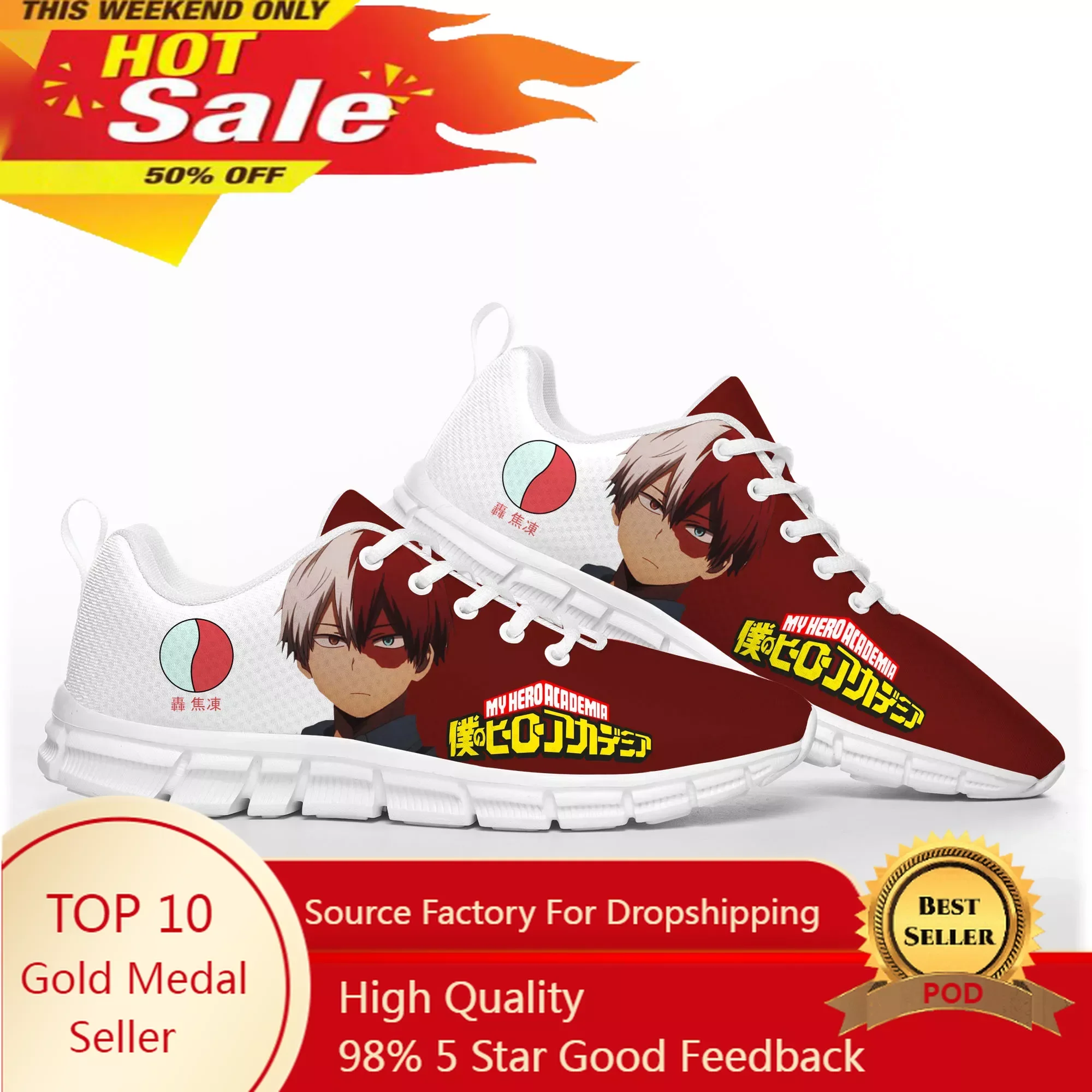 

Shoto Todoroki My Hero Academia Sports Shoes Mens Womens Teenager Kids Children Sneakers Casual Custom High Quality Couple Shoes