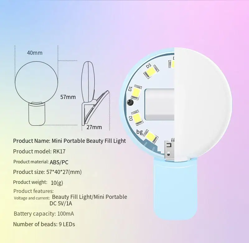 Mini Q cellulare luce di riempimento Led Anchor Photo Beauty Lamp Tik Tok Live Stream Selfie Stick