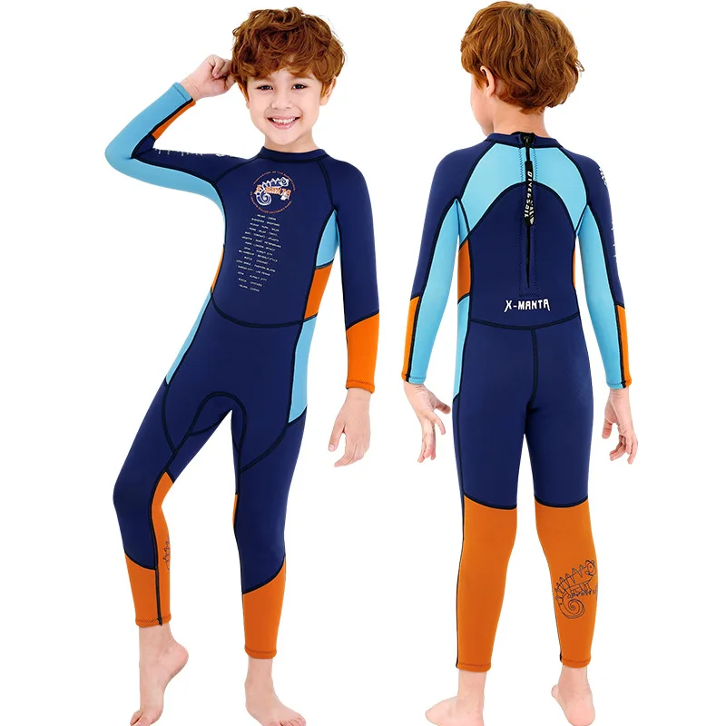 Oulylan-Combinaison de plongée en néoprène pour enfants, 2.5mm, une pièce, manches longues, plongée chaude trempée pour la plongée en apnée, le surf, les maillots de bain