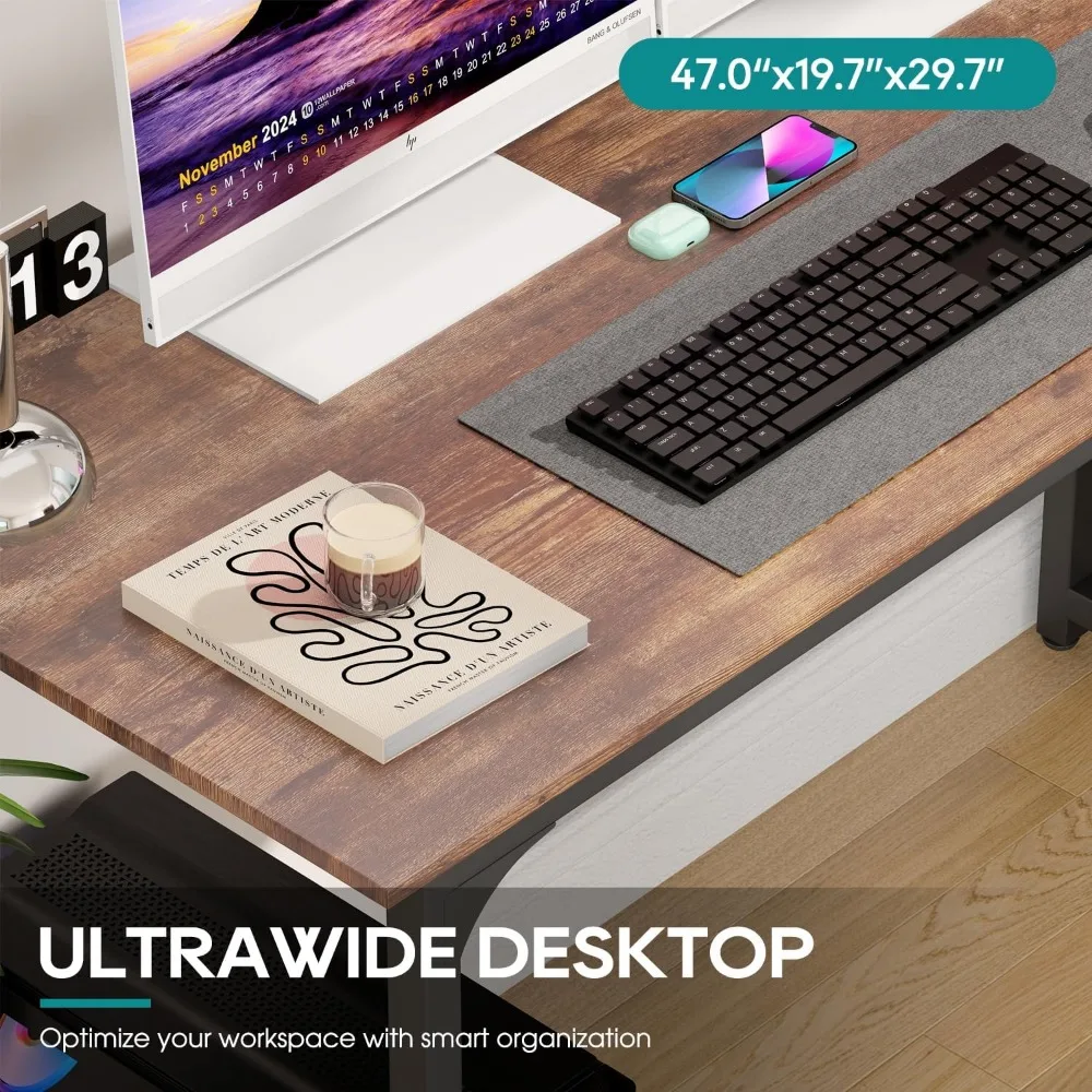 مكتب مكتب منزلي بني معاصر مقاس 47 بوصة للدراسة والكتابة