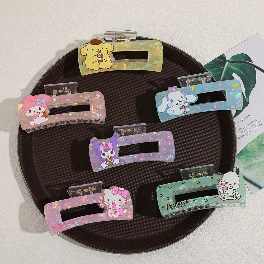 

Random 6PCS Cute Sanrio Characters Acrylic Hair Claw Clips, Kuromi My Melody Cinnamoroll Pompompurin Hello Kitty Pochacco