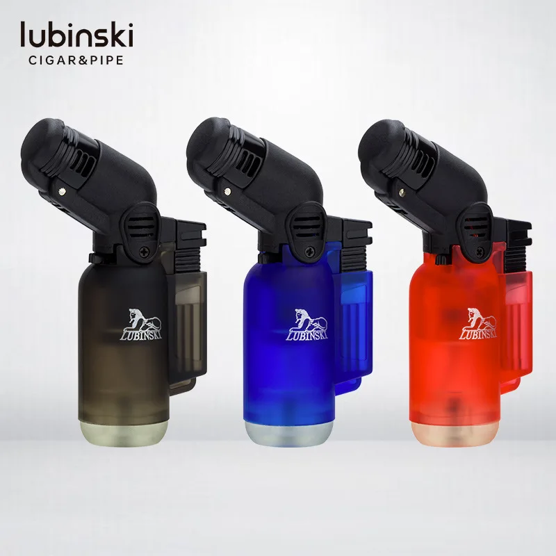 

Lubinski Mini Portable Metal Gas Lighter Transparent Chamber Windproof Blue Flame Turbine Torch Outdoor Barbecue Cigar Tool