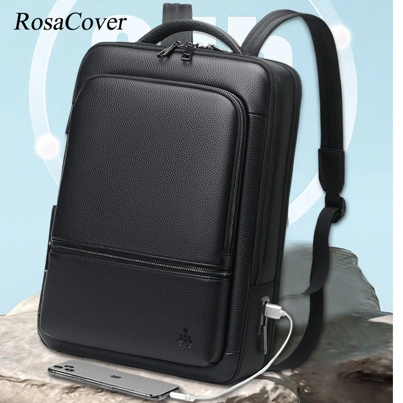 

15.6 inch Luxury Brand PU Leather Men Backpacks Waterproof Student Backpack Boy Luxury Big Capacity Computer Laptop Bag Mochilas