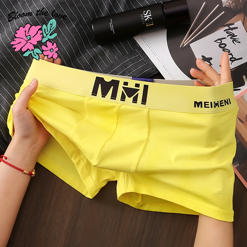 [Bloom the love] ropa interior de algodón sólido a la moda, Boxer para hombre, Boxers para hombre, bragas para hombre, Cuecas Masculina, Boxershorts M-3XL H008