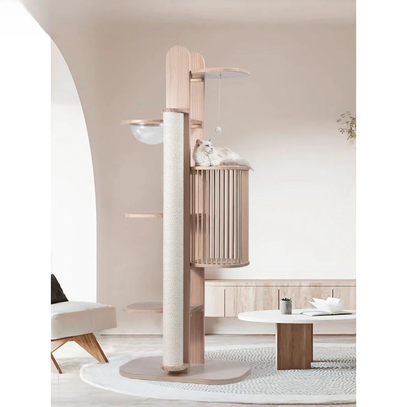 Estructura de escalada para gatos de madera maciza, nido para gatos, integración de árboles, lujo grande, acrílico simple, plataforma de salto