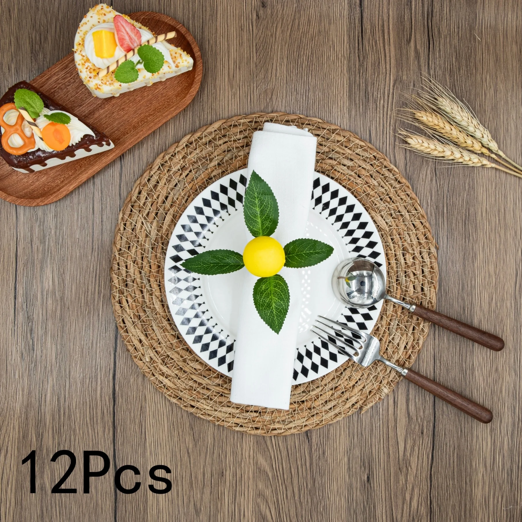 12Pcs Handmade Napkin Rings in Lemon Yellow, Realistic Feel Lemon Napkin Rings, Suitable for Weddings, Dinners, Banquets
