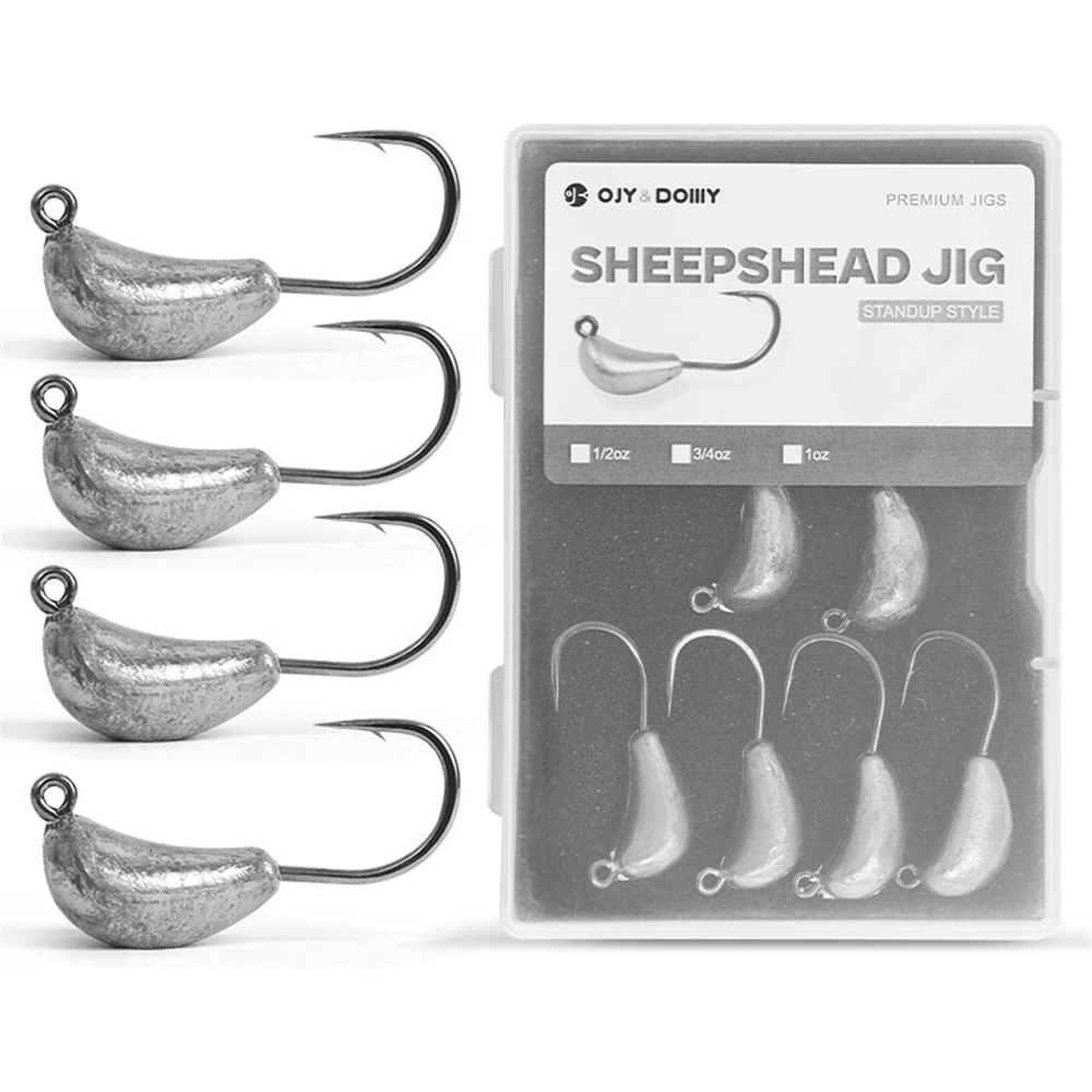 

6/8/10PCS Sheepshead Jig Heads 14g/21g/28g - Tumbler Saltwater Fishing Hooks with Anti-Roll Design for Coastal/Pier Fishing