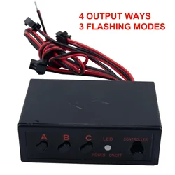 Auto 4 Ways LED Strobe Flash Light Lamp Flasher Flashing Controller Box 12V Car Accessories Controller Switch