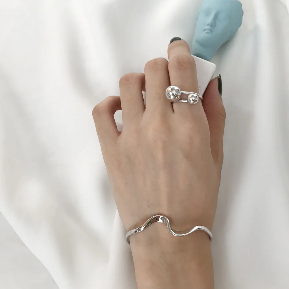 Twisted Trendy Adjustable Girls Bending Water Wave Pattern Opening Bangle Simple Bracelet Women Gift Jewelry