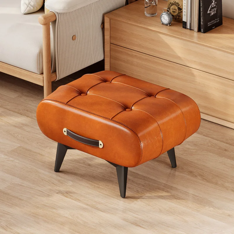 Foldable Foot Stool Extra Thick PU Leather & High-Density Foam, Portable Ottoman for Living Room/Bedroom/Office, Non-Slip Base image 4