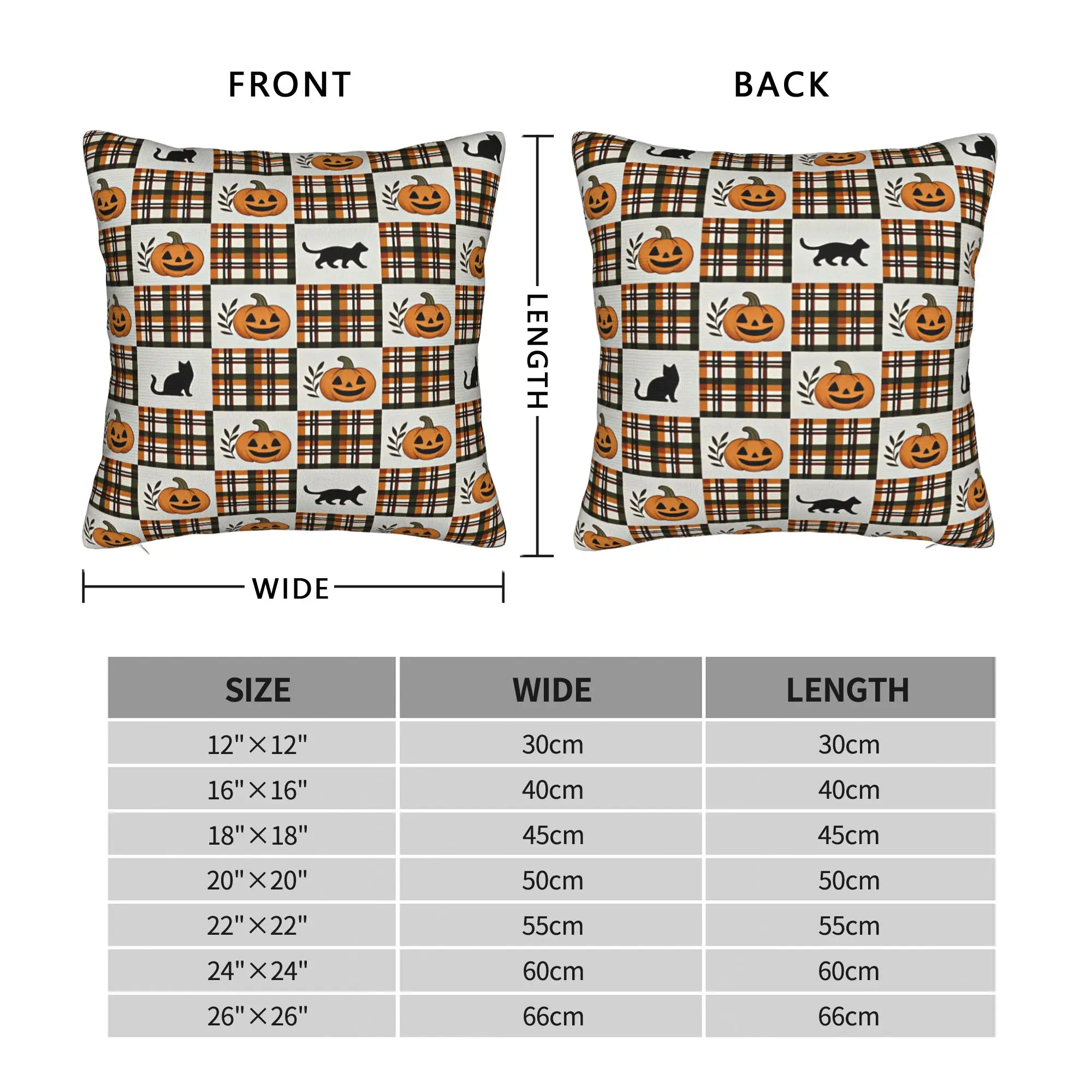 Pillow Case Halloween Plaid Black Cat Pumpkin Checkered Seamless Pattern Comfy  Pillow Cover For Office Car Home Decor Cute