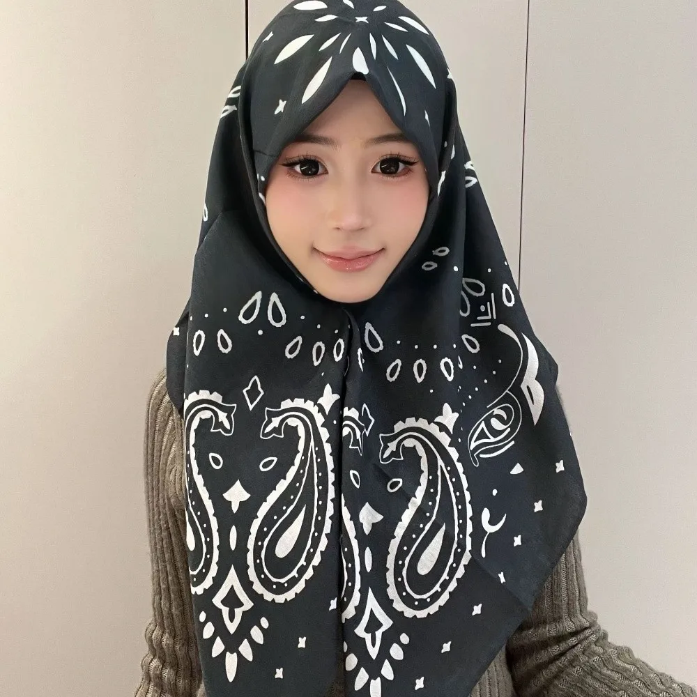 

Lightweight Breathable Paisley Printed Scarf 90cm Soft Printed Shawls Windproof Vintage Print Square Scarf Summer Accessories
