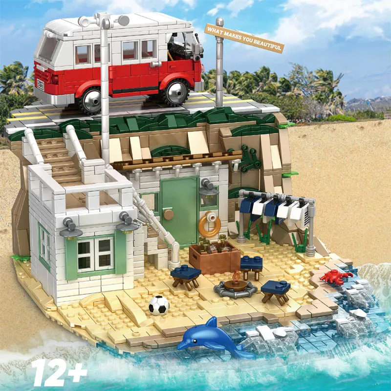 

New 1288pcs 66031 MOC Idea Beach Camper Building Blocks Bricks Assembling Model Children's Toys Gift Set