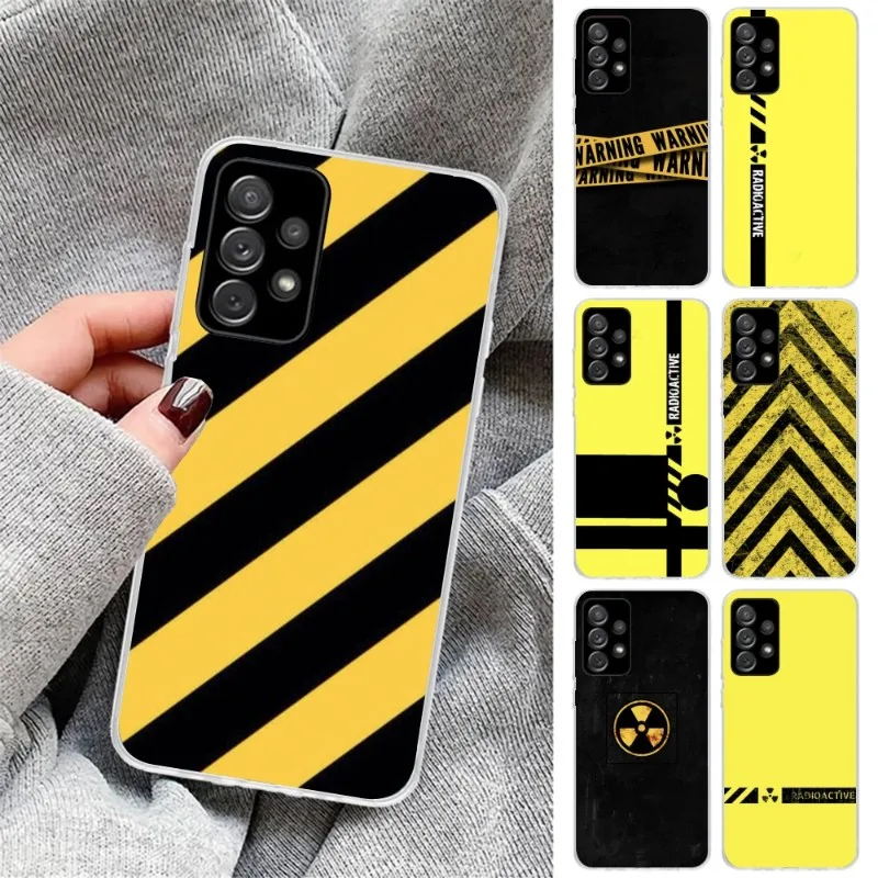 Radioactive Warning Phone Case for Samsung Galaxy S23 S22 S21 Plus Ultra A12 A32 A53 Clear Phone Cover Funda