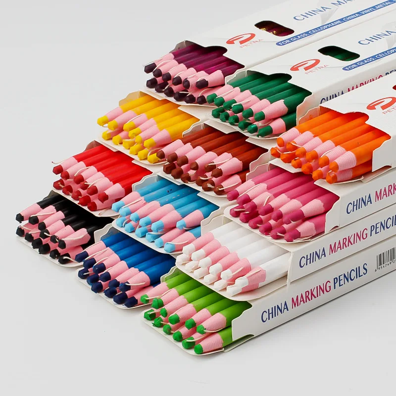 Juego de 12 Uds de lápices de tiza de colores para sastres, rotulador de tela de tiza sin corte para accesorios de costura, herramienta de retales de ropa DIY