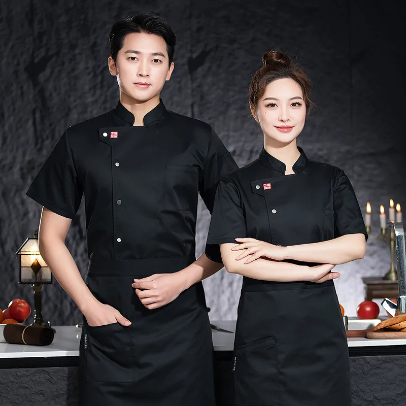 Uniforme de travail de cuisine de Restaurant d'hôtel, veste de Chef à manches courtes, manteau de cuisine blanc d'été pour boulangerie et pâtisserie