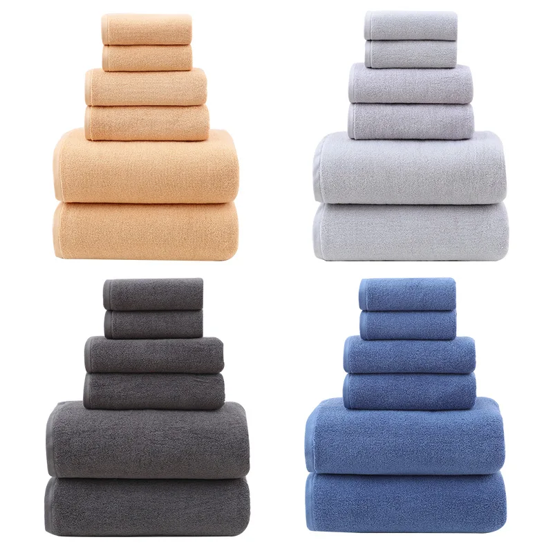 

Cotton 6 Piece Towel Set Bathroom Soft 2 Square Towels 2 Face Towels 2 Bath Towels Set Hotel Spa Beauty Salon 34X34 34X74 70X140