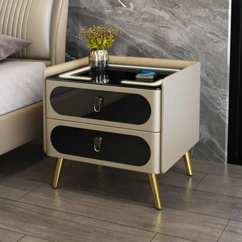 

##For Luxury Modern Nightstands Cabinet Wireless Charging Storage Wooden Nordic Designer Bedside Table Drawers Bedroom Furniture